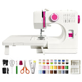 Lastempa StitchMaster Pro Sewing Machine - Twin/Double Needle Compatible, 14 Stitches, Easy for Beginners & Home Users (White+Pi