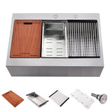 33 Inch Farmhouse Drop In Kitchen Sink Workstation Stainless Steel - 33X22 inch Drop In Apron Front Farmhouse Workstation Single