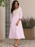 Libas Women'S Cotton A-Line Maxi Dress (37217_Pink Pink L