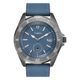 Timex Analog Watch For Man With Blue Round Dial & Blue Leather Strap Band Water Resistant Men'S Wrist Watches - Tweg30201