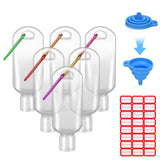 HATTIE 6 Pack Travel Plastic Clear Keychain Bottles 50ml/2oz Portable Leakproof Squeeze Small Bottles With Flip Cap Refillable E