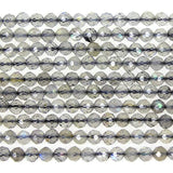 MJDCB 3mm Faceted Natural Gray Moonstone Round Loose Beads for Jewelry Making DIY Bracelet Necklace