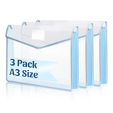 3 Pieces 11 X 17 Inch Expandable Tabloid Size Documents Folder With Snap Closure Black Horizontal Large Clear Organizer Storage 