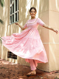 Gosriki Women'S Cotton Anarkali Solid Kurta With Pant (Pink Xl),Pink,,B08WHR9PX7