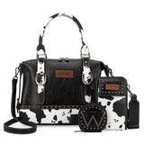 Wrangler 3Pcs Doctor Bag Set for WomenTop Handle Purse Hobo Shoulder Satchel Handbags Crossbody Bag with Crazy Horse Grain Leath