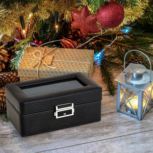 Anyasun Watch Box Organizer for Men,3 Slot Watch Display Case Valentines Gift PU Leather Watch Cases for Men Watch Storage,Watch
