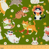 Cartoon Cat Fabric by The Yard Yellow Stars Wild Daisy Flowers Fabrics for Sewing Lovers Cute Kitty Rabbit Animals Rustic Style 