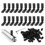 BLCCLOY 20Pcs Black 10 Series Aluminum Extrusion Profiles 1010 Series L-Shape Interior Corner Connector Joint Bracket with Screw