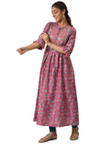 Aurelia Pink Foil Pattern Kurta With Sequins Pink L