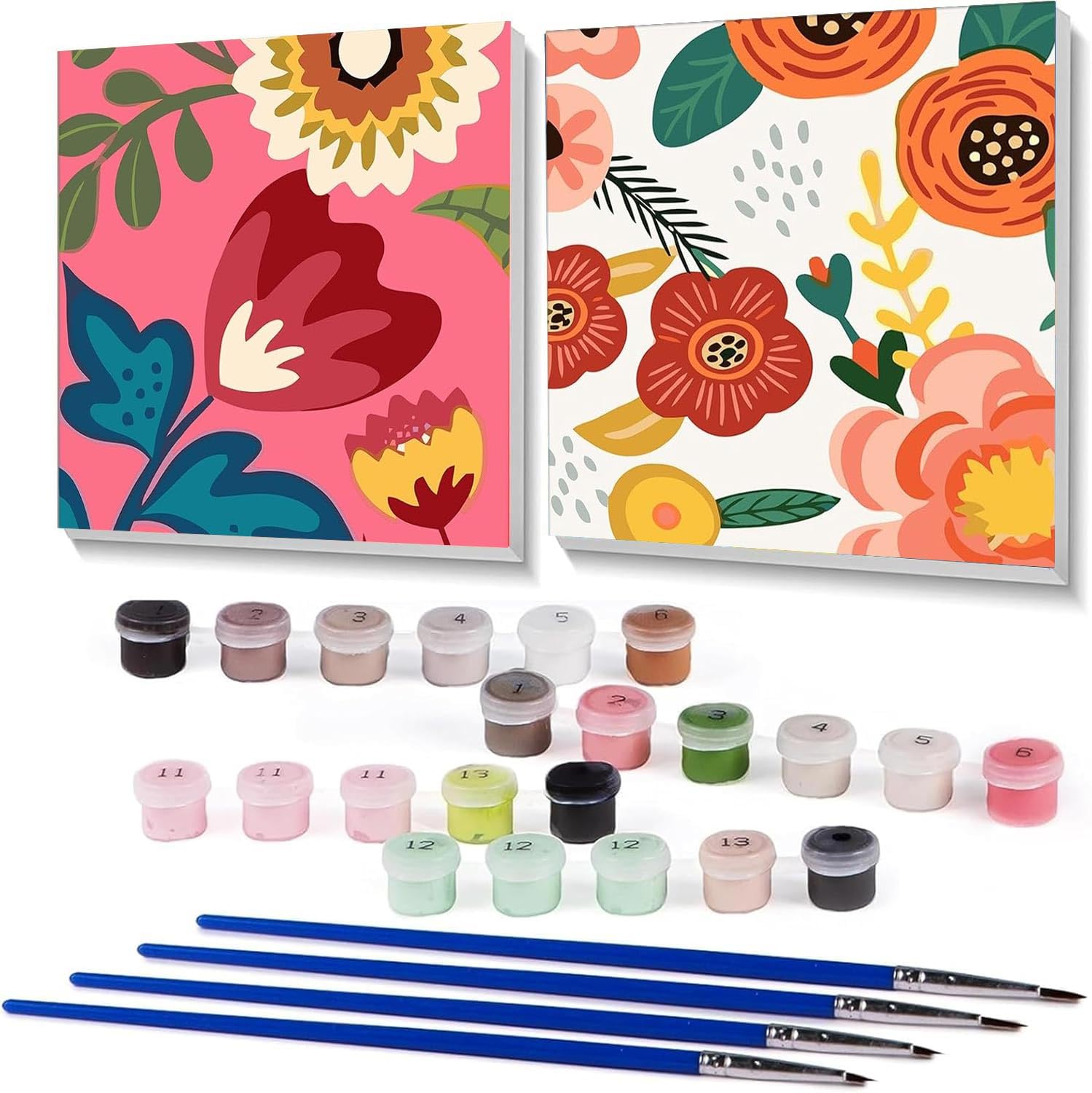 2 Pack Boho Paint by Numbers Framed,Easy Paint by Numbers kit for Adults Beginners,DIY Acrylic Watercolor Paint by Numbers Kits 