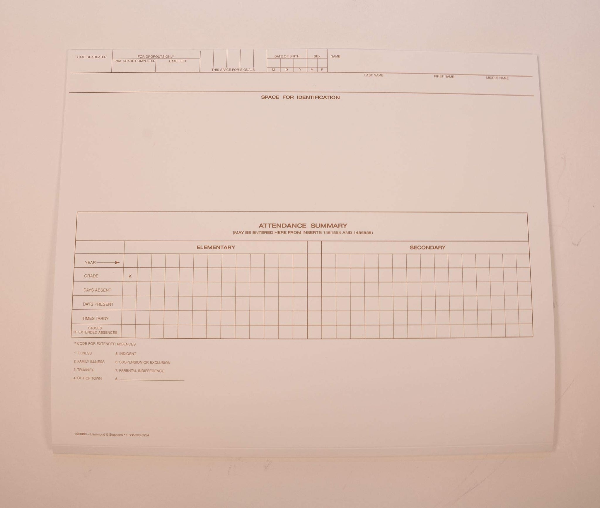 Hammond & Stephens Cumulative Record Folder - Grades K - 12, 18-5/8 L x 11-7/8 W in, 1/2 in Expansion, Pack of 25