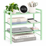 Becomrock Adjustable Desktop Bookshelf, Metal Desk Shelf Organizer, Sage Green