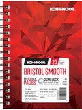KohINoor Bristol Smooth Bright White Paper Pad with In and Out Pages, 270 GSM, 5.5 x 8.5, Side WireBound, 20 Sheets per Pad