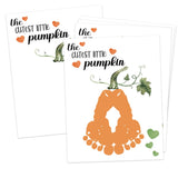 scodilo Thanksgiving Pumpkin Footprint or Handprint Art Craft Kits, 10-Pack 8.5x11 Inch DIY Greeting Cards, Thanksgiving Handpri