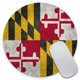Amcove Maryland State Flag Vintage Aged American Flags Pattern Mouse Pad,Anti Slip Rubber Round Mousepads Desktop Notebook Mouse