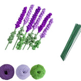 Prapti Handicrafts Crochet Lavender Flower Yarn Kit for Crocheting DIY Projects Include 150gm Cotton Yarn Ball and 6 Wire Stems