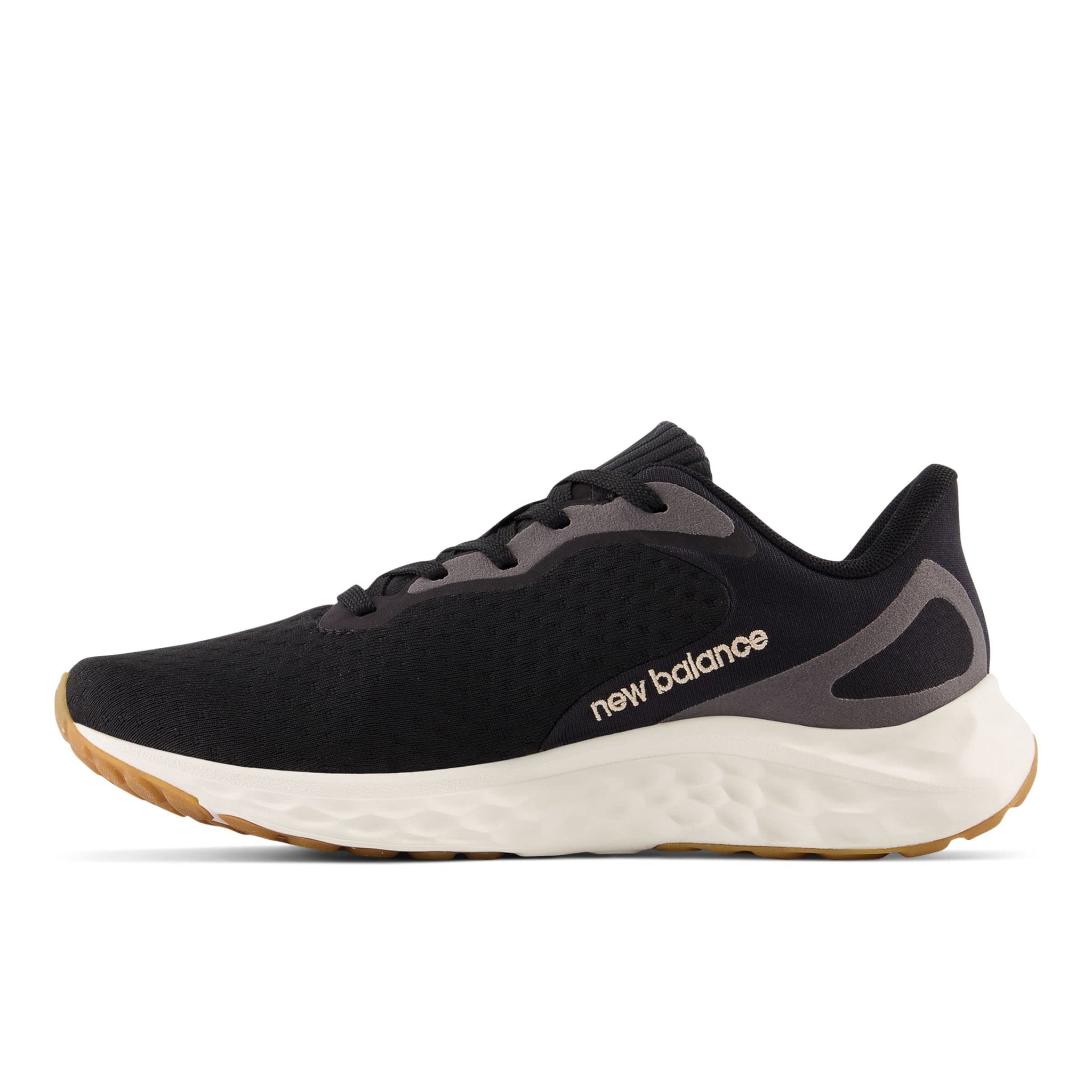 New Balance Women's Fresh Foam Arishi V4 Running Shoe, Black/Light Gold Metallic/Gum 2, 10.5 Wide