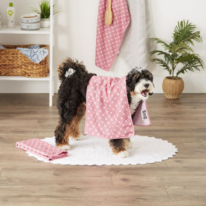 Bone Dry Pet Grooming Towel Collection Absorbent Microfiber X-Large, 41X23.5, Trellis Hunter Green