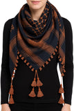 Square Cotton Blend Classic Head Ghutra Army Arabian Multi Purpose Scarf, 48 Inch, Black And Copper Color Embroidered Palestine 