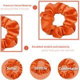 IVARYSS Orange Scrunchies, Premium Velvet Soft Fall Hair Scrunchy, Halloween Thick Elastic Bands, Hair Accessories for Women and