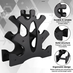 1 Pack Dumbbell Rack Stand-3 Tier Weight Rack for Dumbbells,Plastic Dumbbell Stand A Frame Triangle Small Weight Storage Shelves