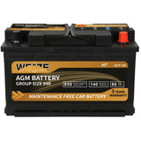 Weize Platinum AGM Battery BCI Group 94R - 12v 80ah H7 Size 94R Automotive Battery, 140RC, 850CCA, 36 Months Warranty, Dimension