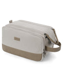 WANDF Toiletry Bag for Men Travel Toiletry Organizer Canvas and Leather Dopp Kit Water-Resistant Shaving Bag for Travel Accessor