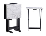 Linon Tray Table Set, 15.75D x 18.9W x 26.38H, White