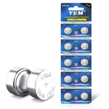 YKM LR44 Batteries AG13 L1154f A76 357/303 L1154 L1154c LR44h 1.5V Alkaline Batteries for Digital Caliper Watch Battery 10 Pack