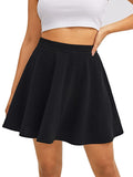 Wedani Women'S & Girl'S Solid High Waist Flared Skater Short Mini Skirt (28 Black),Black,M
