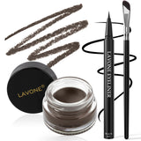 LAVONE Eyeliner Set - Waterproof Makeup Kit with Liquid eyeliner Pencil, Gel Eyeliner & Angled Eye liner Brush, Waterproof, Smud