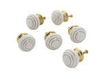 Dritz Home 47030A Ceramic Gold Ring Ball Knob, White (6-Piece)