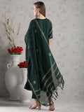 Anni Designer Women'S Rayon Blend Anarkali Printed Kurta With Pant & Dupatta (Berlin Green-Vks05_M_Green_Medium),Green,M,Rayon Blend,Anarkali,