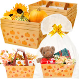 Funnymoom 24 Pcs Fall Basket for Gifts Empty Maple Leaves Gift Basket Empty to Fill with Handle, Clear Bag and Bow for Autumn Th