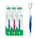 GUM Tongue Cleaner, Dual-Action Soft-Bristled Tongue Brush with Tongue Scraper for Better Oral Hygiene & Bad Breath Control, Pac