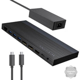 Laptop Docking Station, Docking Station 3 Monitors with 2* DP+HDMI, 130W PD Charger, USB-C/A 10Gb, 3* USB-A 5Gb, Audio, Gigabit 