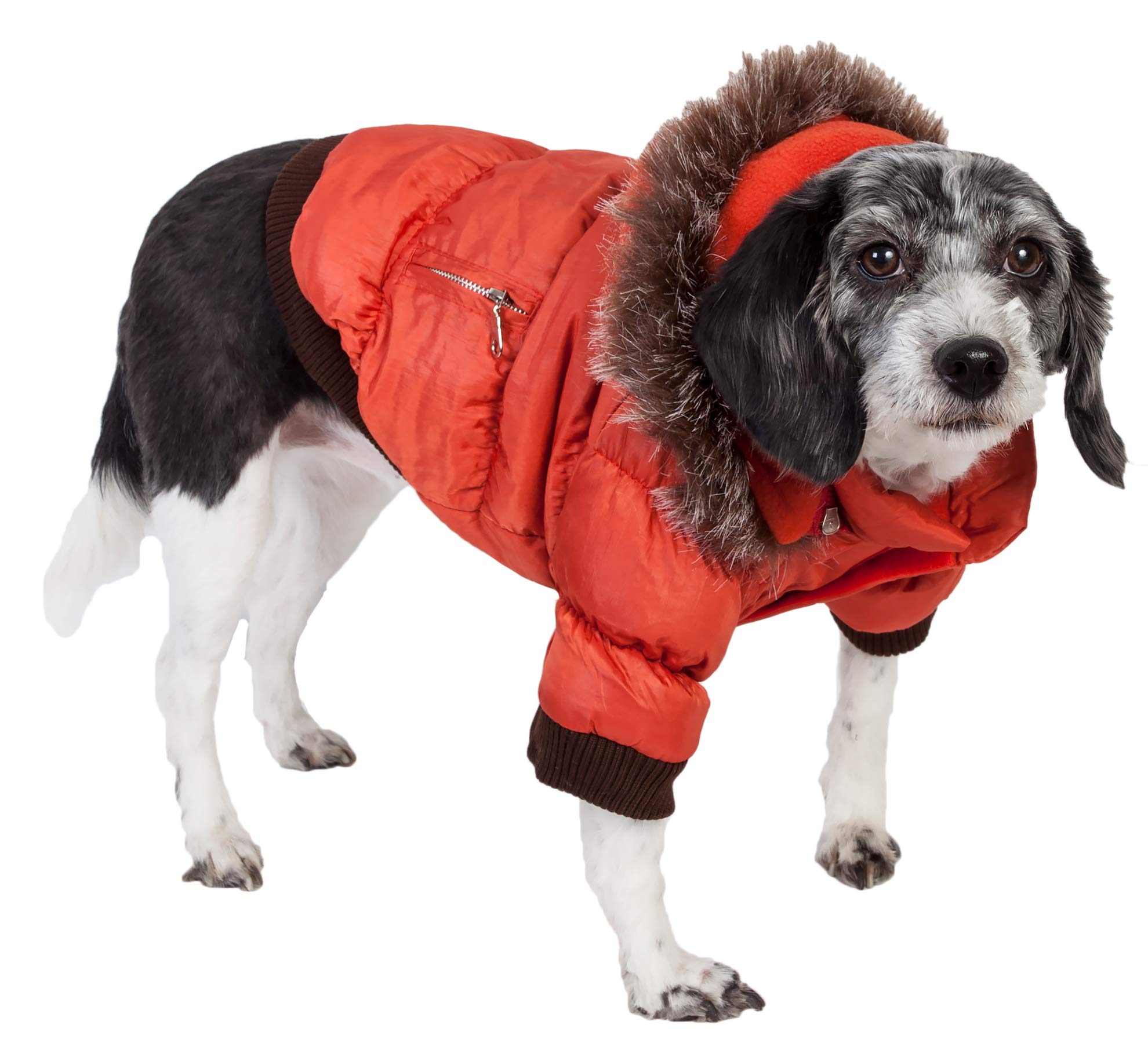 Pet Life Classic Metallic Fashion Pet Dog Coat Jacket Parka W 3M Insulation And Removable Hood Small Metallic Orange