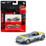 1:64 Scale Speed Icons Collection Race Diecast Metal Model Car (Ferrari Monza SP1 Silver)