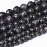 60PCS 6MM Natural Black Labradorite Beads Round Loose Stone Beads for Jewelry Making DIY Energy Stone Healing Power Bracelet 15