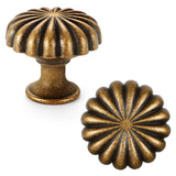 FAPUAL 6 Pack Antique Brass Cabinet Knobs for Kitchen Cabinets and Dresser Drawers