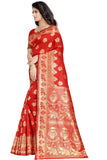 Sugathari Womens Banarasi Saree Pure Kanjivaram Silk Saree Soft New Ladies 2023 Design Wear Pattu Sarees Latest Cotton Party Sari Collections With Blouse Piece For Wedding Sadi (Sam San 9016-Red)