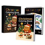 Fuxi Christmas Coloring Books for Kids Ages 8-12, 60 Sheets (73lb/120gsm) Blank Sketchbook + 50 Designs Blank Coloring Book, Col