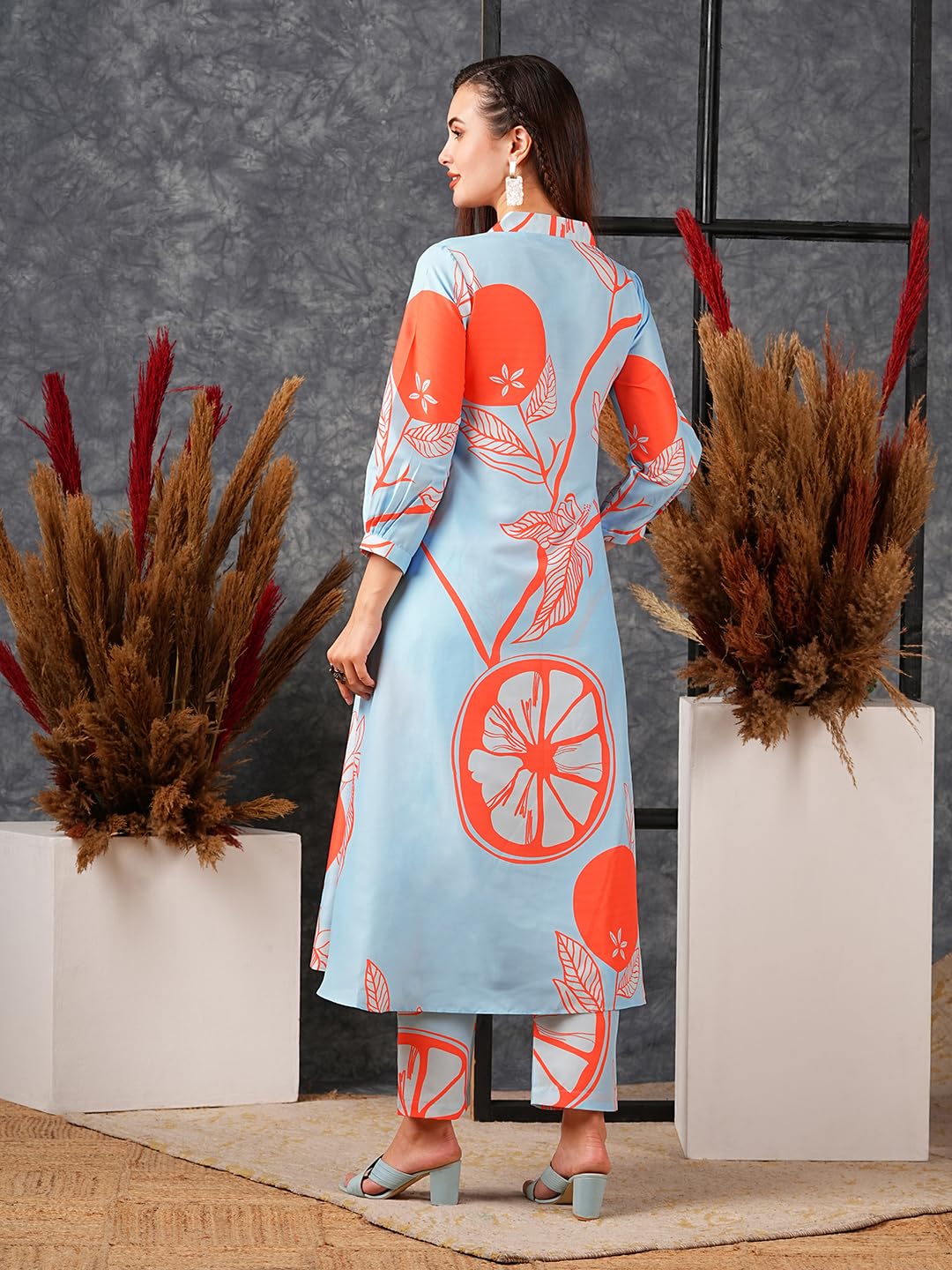 Gosriki Women'S Cotton Blend Anarkali Printed Kurta With Pant (Santra Orange-Nw-Gs_Xxl_Orange_Xx-Large),Orange,2,B0D5VHQP82