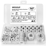 Kviceo Stainless Steel Flat Washer Set - 18-8 (304) Stainless Steel, Assorted Sizes for Automotive, Home, Industrial & DIY Use, 
