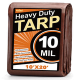 Keten Tarps Heavy Duty Waterproof 10X20Ft, 10 Mil Thick Multipurpose Poly Tarp Tear & Fade Resistant, UV Blocking, Outdoor Tarp 