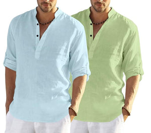 Bellstone Men'S Cotton Blend Solid Regular Dress Shirt (Kurta800_Combo_Aqua_Light Green_Xl
