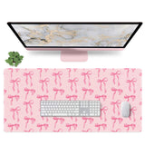 Large Pink Mouse Pad with Bows, 35.4 x 15.7in Full Desk Mat Pink Keyboard Mat Cute Computer Mouse Pad Home Office Supplies Acces