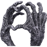 Nemesis Now Gothic Mummified Love Heart Hands Jewellery Dish Holder, Silver, 22Cm