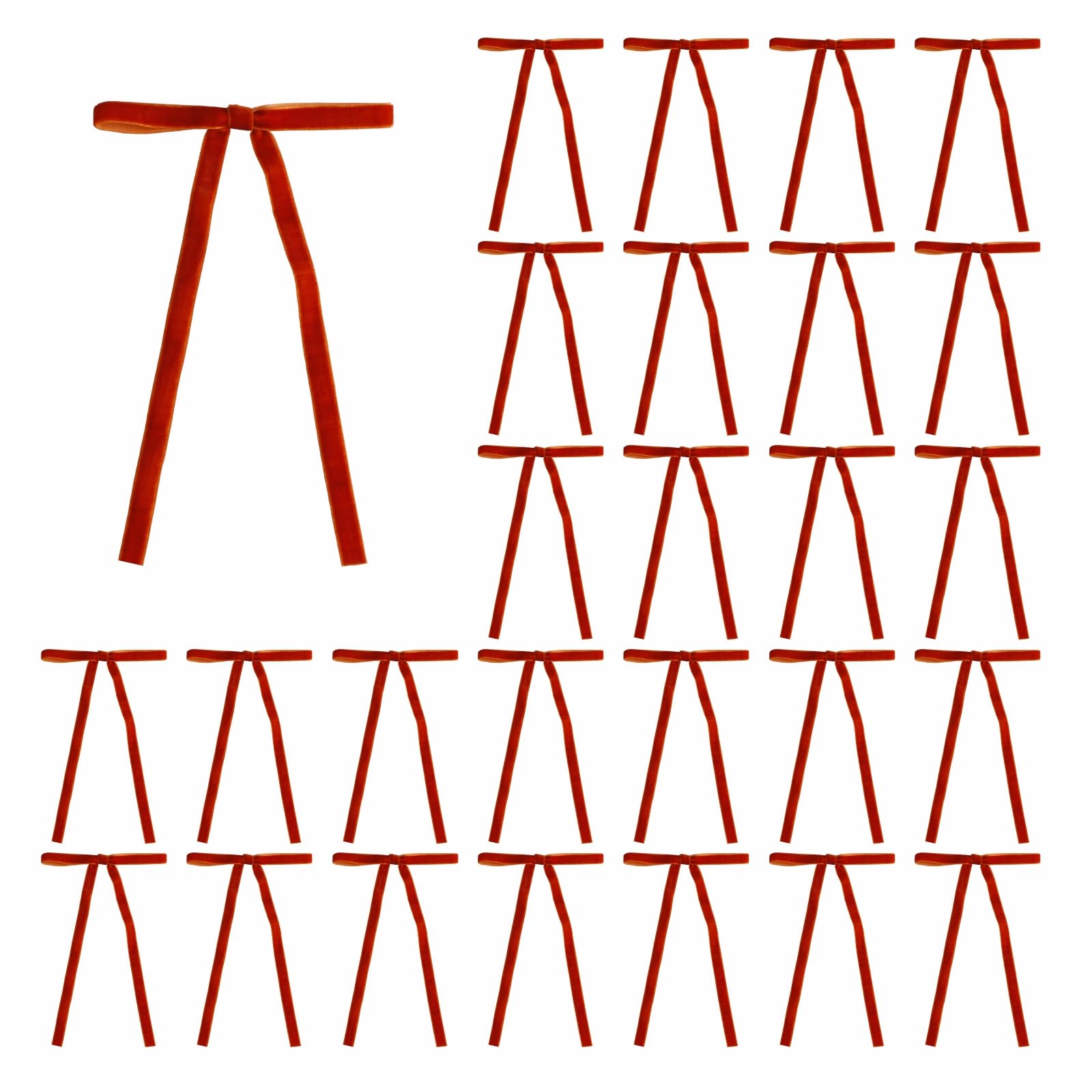 Meseey 30 Pcs Burnt Orange Velvet Christmas Bows 5 x 7 Inch Rustic Vintage Wedding Velvet Ribbon Gift Bows for Tree Wreath Garla