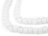 The Bead Chest White Heart Beads - Full Strand of Glass African Trade Beads (8mm, Clear)